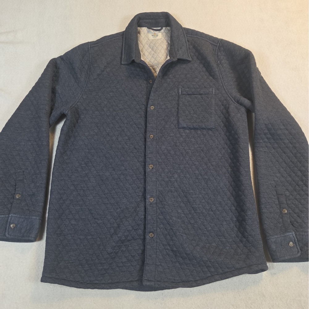 Marine Layer Corbet Quilted Overshirt Jacket Men XL Gray Casual Button Shacket